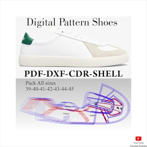 Digital Shoe pattern sneakers lace-up shoes DXF-CDR-PDF-Shell all sizes 39-45