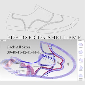 May include: A digital illustration of a shoe sole pattern with blue and red lines. The text "Pack All Sizes 39-40-41-42-43-44-45" is visible at the top of the image.