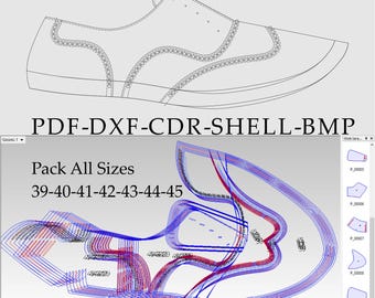 Men's Oxford Shoe Pattern: Brogue Style, All Sizes (PDF, DXF, CDR)