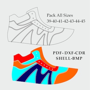 Digital Shoe pattern sneakers lace-up shoes DXF-CDR-PDF-Shell all sizes 39-45