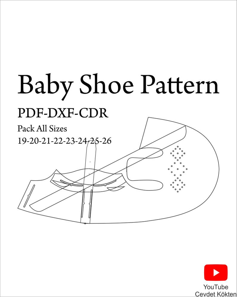 Baby Shoe Pattern DXF-CDR-PDF All Sizes 19-26 - Etsy