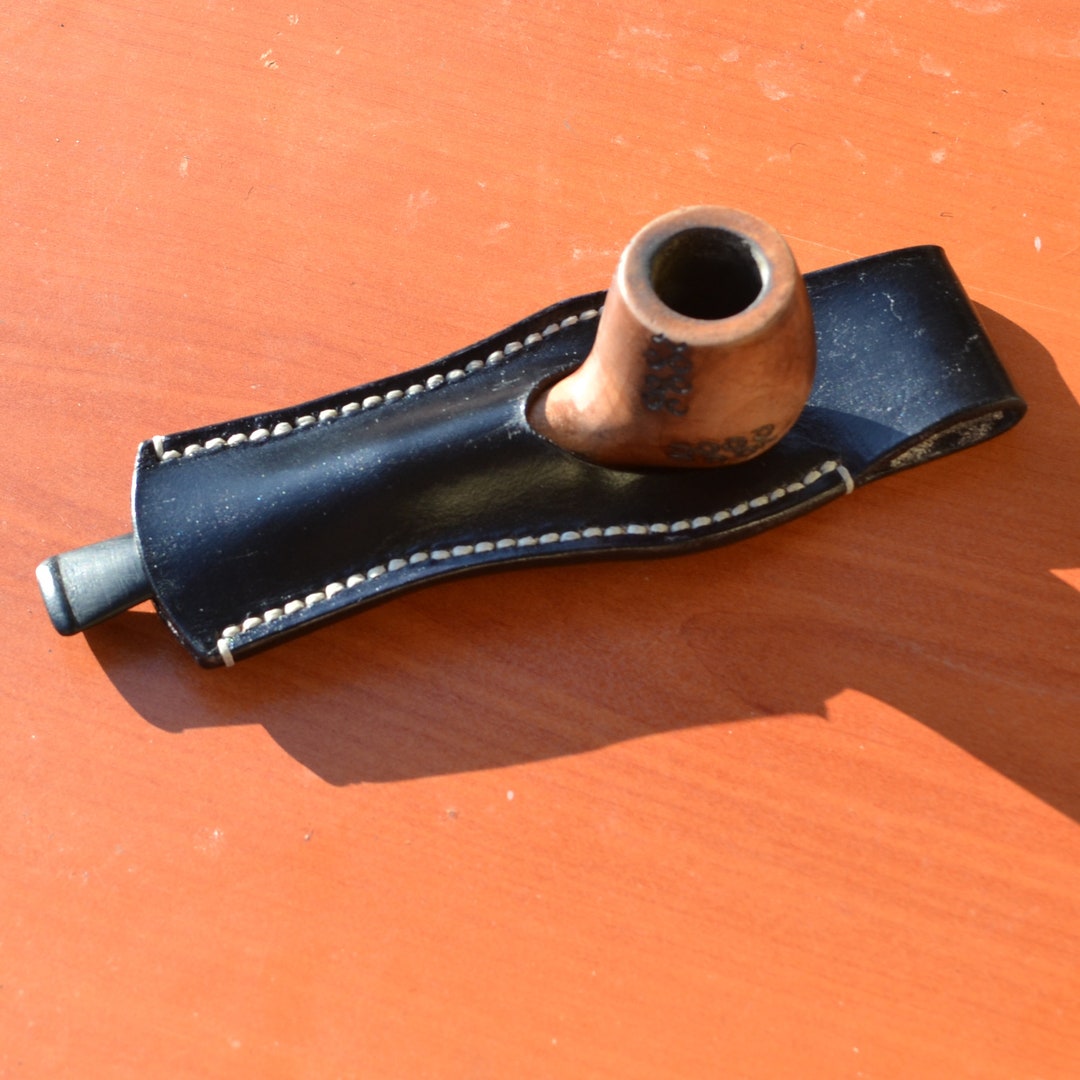 Leather Pipe Holster, Handmade Leather Pipe Holder, Anniversary Gift