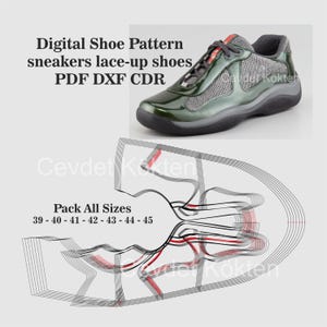 Digitales Schuhschnittmuster Turnschuhe Schnürschuhe PDF-DXF-CDR