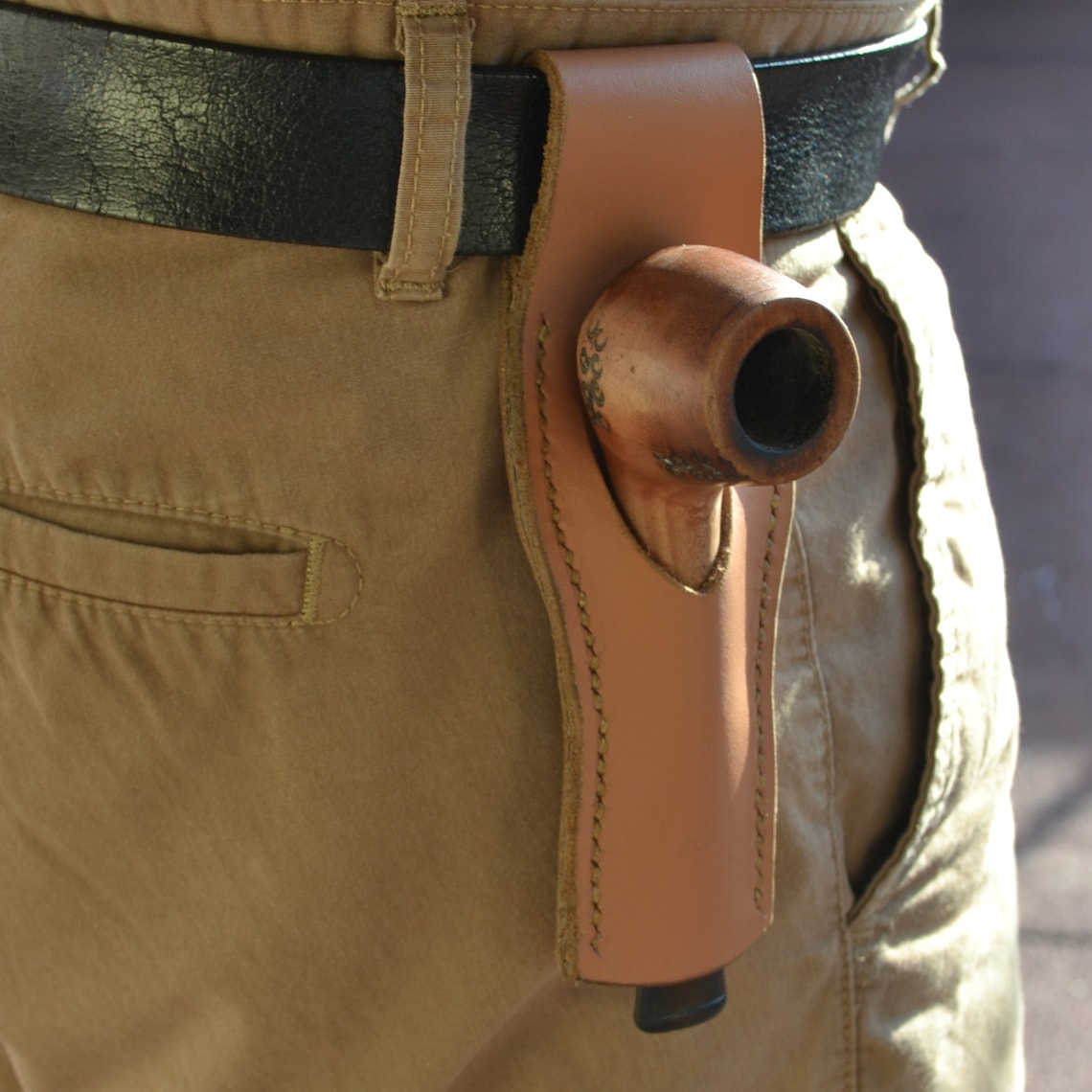 Leather Pipe Holster, Handmade Leather Pipe Holder, Anniversary Gift