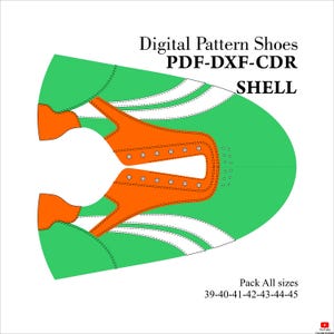 Digital Shoe pattern sneakers lace-up shoes DXF-CDR-PDF-Shell all sizes 39-45
