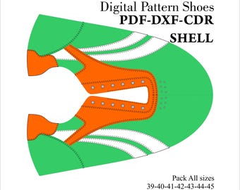 Digital Shoe pattern sneakers lace-up shoes DXF-CDR-PDF-Shell all sizes 39-45