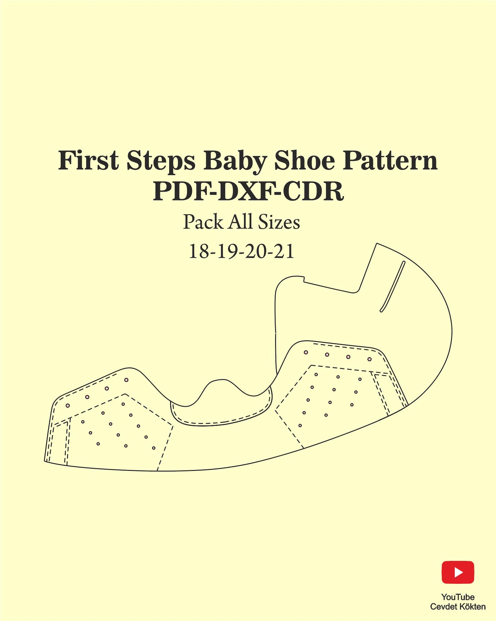 First Step Baby Shoe Pattern DXF-CDR-PDF All Sizes 18-21 - Etsy