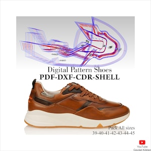 Digital Shoe pattern sneakers lace-up shoes DXF-CDR-PDF-Shell all sizes 39-45