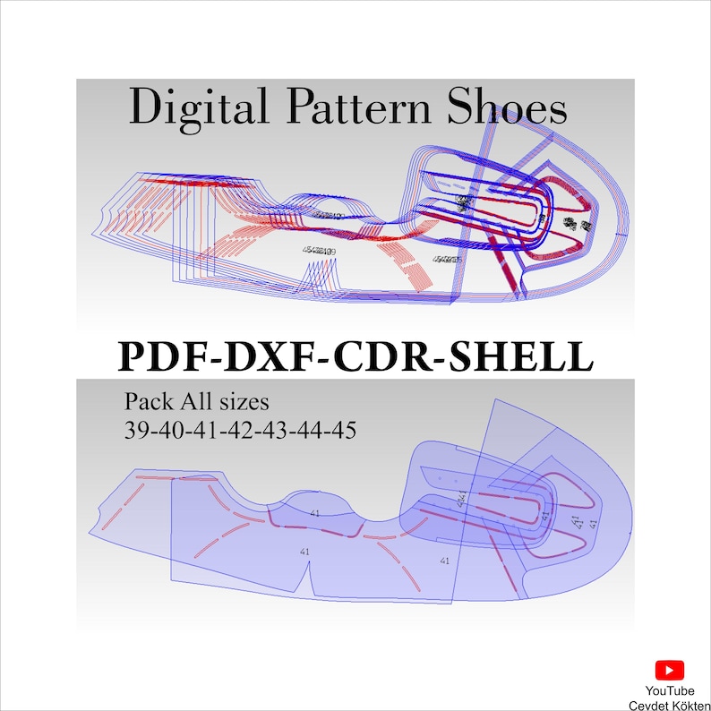 Shoe Pcd File Digital Shoe Pattern Sneakers Lace-up Shoes Dxf-cdr-pdf-shell All Sizes ...