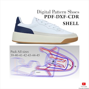 Digital Shoe pattern sneakers lace-up shoes DXF-CDR-PDF-Shell all sizes 39-45