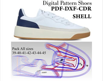 Digital Shoe pattern sneakers lace-up shoes DXF-CDR-PDF-Shell all sizes 39-45
