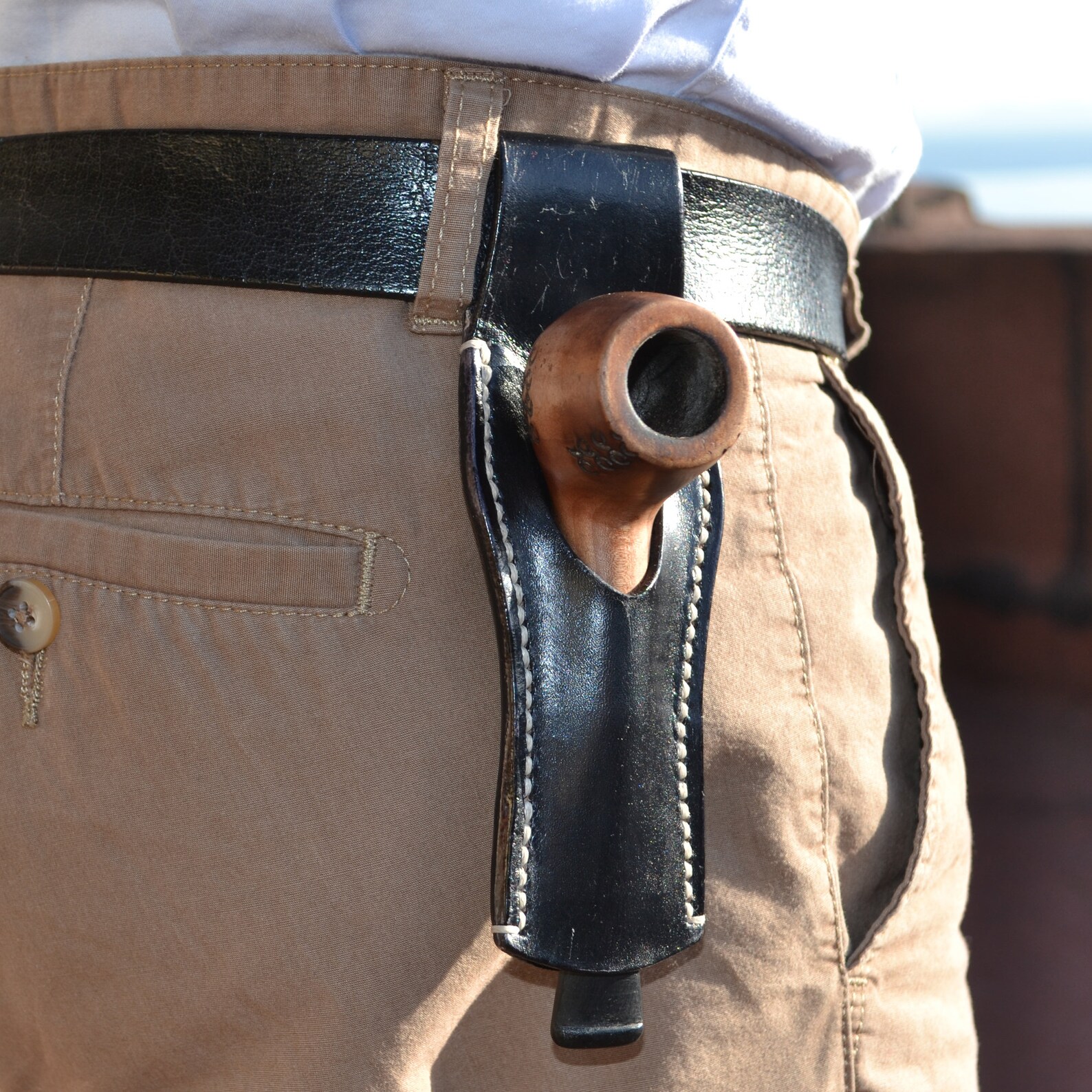 Leather Pipe Holster, Handmade Leather Pipe Holder, Anniversary Gift