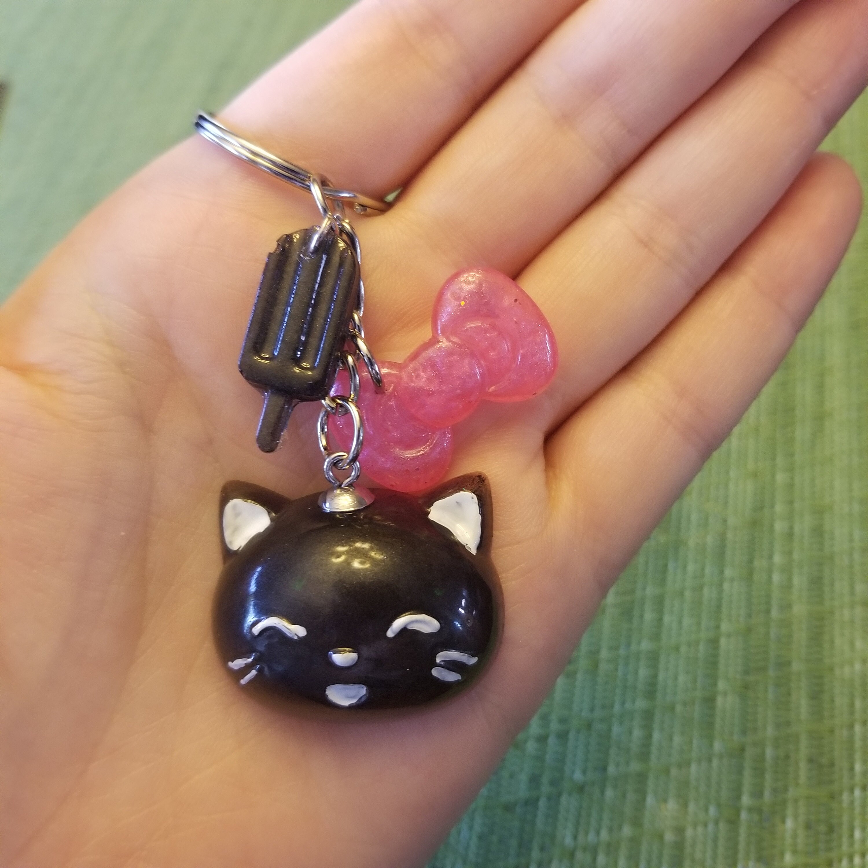 Kitty cat keychain black keychain black hello kitty kawaii Etsy