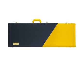 Brivata Electric Guitar Case for Strat, Tele and similar style solid body guitars (Yellow/Deep Blue)