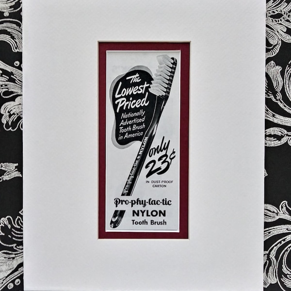 Prophylactic Nylon Tooth Brush Original Ad Page from 1940 Look Magazine Matted 8x10 Ready to Frame
