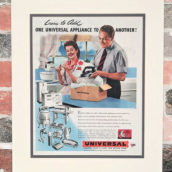 Universal Appliance Original Ad from 1945 Look Magazine Matted 14x18 Ready to Frame
