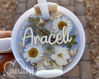 Dried flowers Stanley Name Plate, Personalized Stanley Plate, 400z Stanley Plate topper, Personalized Stanley, 40oz quencher name plate