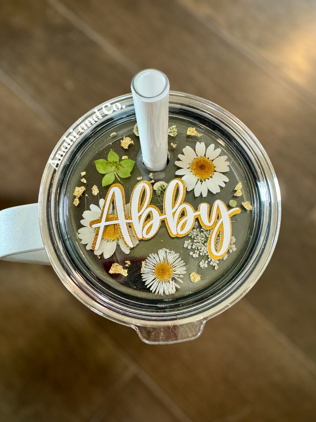 Dried Flowers Yeti Name Plate, Personalized Yeti Plate, Rambler Mug