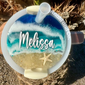 Personalized Beach Stanley Name Topper, Personalized Stanley Plate, Stanley Plate topper, Personalized Stanley, Stanley accessories.