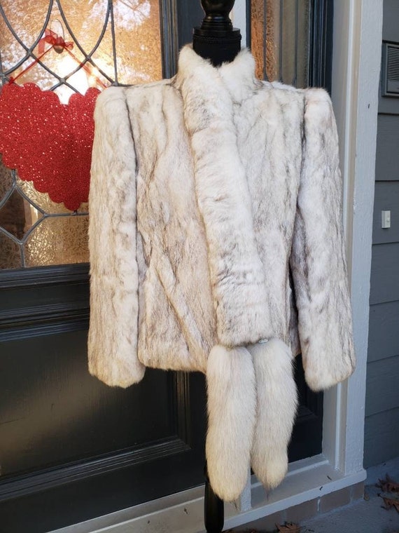 Abrigo de piel de conejo blanco de con bufanda de de Etsy España