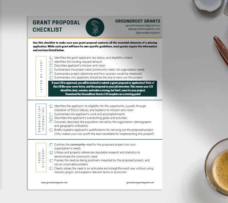 Grants Checklist.pdf Nonprofit Grant Proposal Checklist - Etsy