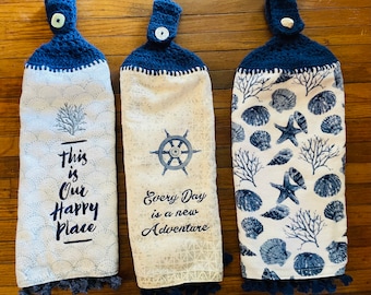 Nautical/Lake/Ocean Themed Double Thick Hanging Towels.