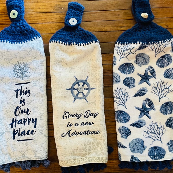 Nautical/Lake/Ocean Themed Double Thick Hanging Towels.