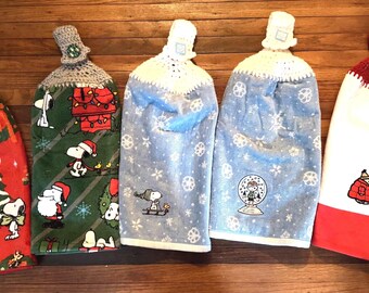 Winter/Holiday Themed Cartoon Character Plush Crocheted Top Hanging Towels
