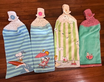 Cartoon Dog Summer Themed Crocheted Top Hanging Towels.
