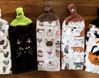 Cat Lovers Crocheted Top Hanging Towels