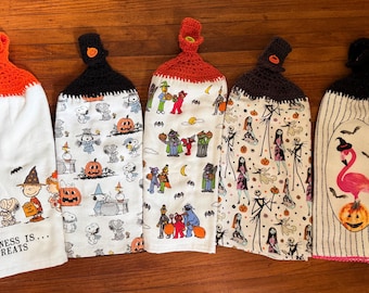 HALLOWEEN THEMED Cartoon Character Double Thick Crocheted Hanging Towels