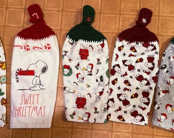 Christmas Patterned Cartoon Dog Crocheted Top Double Thickness Hanging Towels.