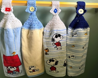 Joe Cool Hanging Towels - Cartoon Character With Crocheted Top