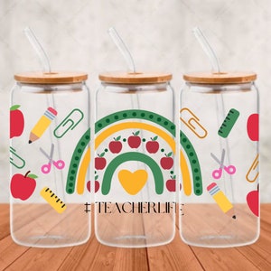Teacher Libbey Glass Can SVG , Teacher Life svg, Teacher Tumbler Teacher Fuel, Teacher Life, Back to School, Svg, Png, Teacher Rainbow Svg
