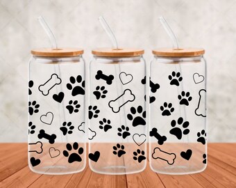 16oz Hunde Muster Libbey Glas Kanne Svg, Hund Glas Kanne Svg, Animal Print Svg, Bierglas Svg, Libbey Wrap Svg, Svg Png, Cricut