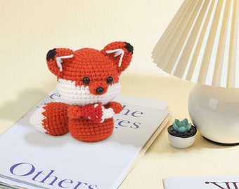 Beginner Animal Crochet Kit, Teddy Crochet Kit, Fox Crochet Kit, Crochet Gifts, DIY Craft Kit Gift, Easy Starter Crochet Kit