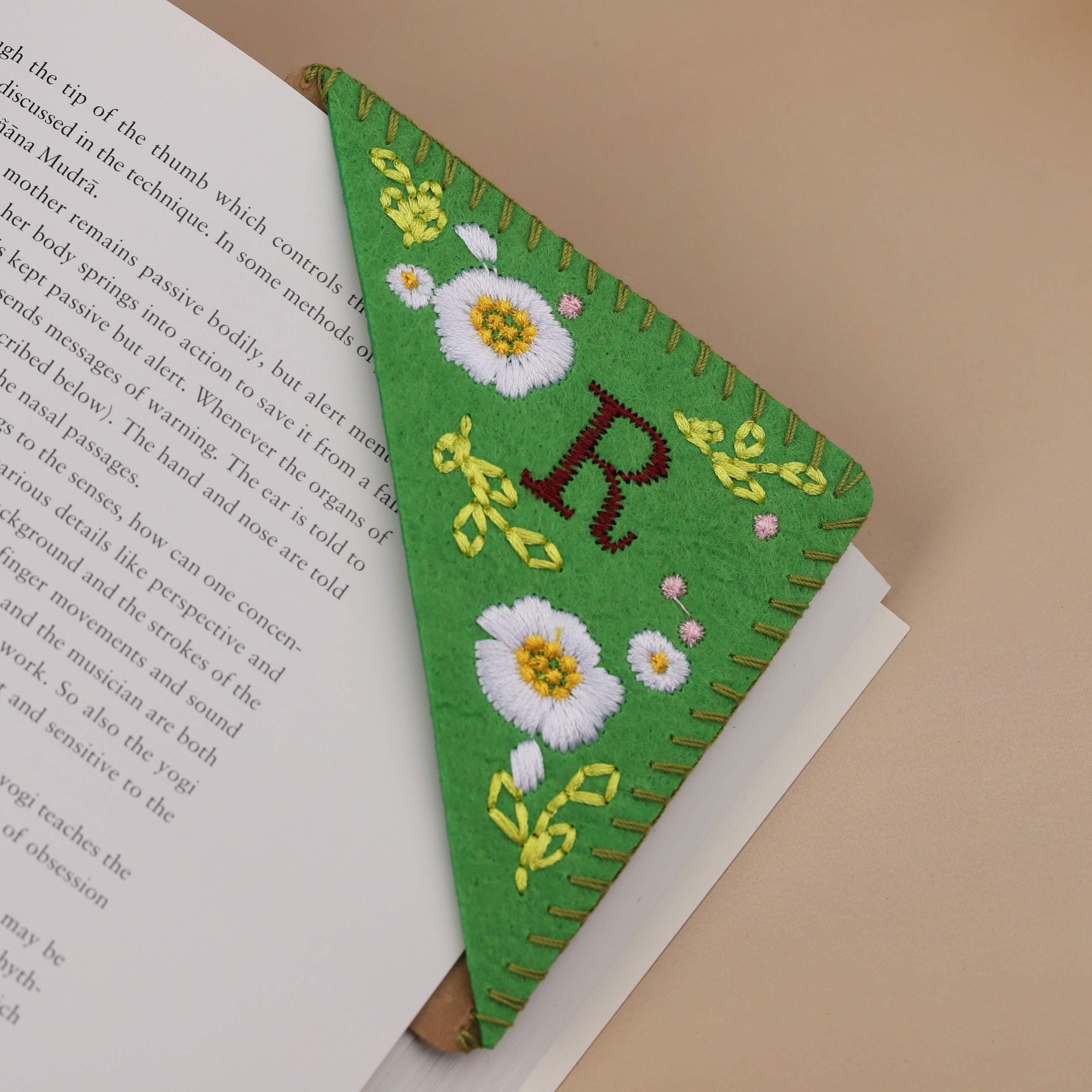 Mini KIT: Hand Embroidered Corner Bookmark / Custom Letter Felt