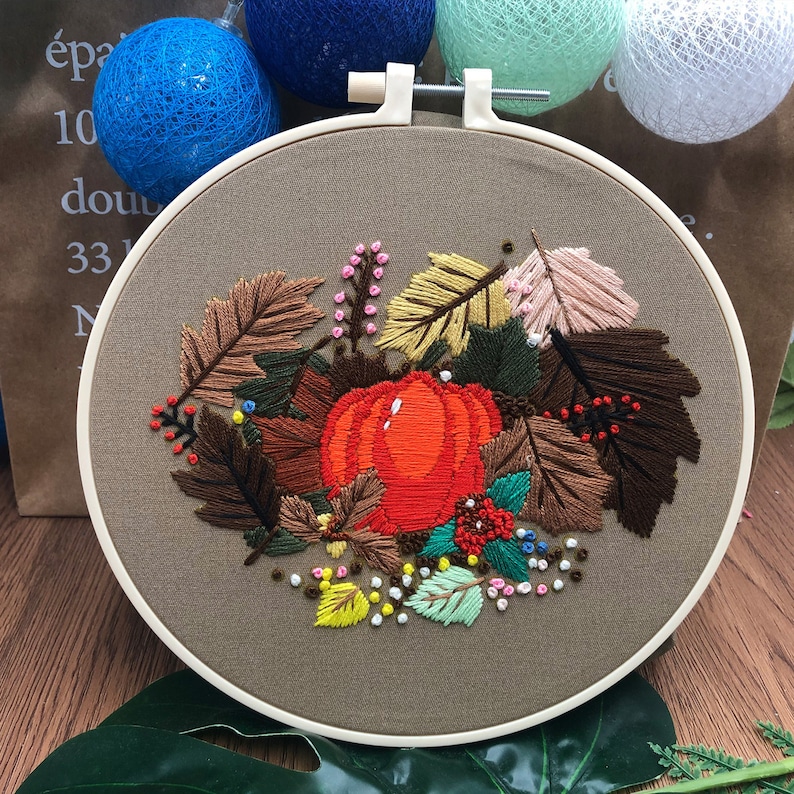 Pumpkin Halloween Embroidery Kit for Beginners ModernHand Trick or Treat Cross StitchHoop Art Pumpkin KitDIY Starter Craft Kit for Adults image 5