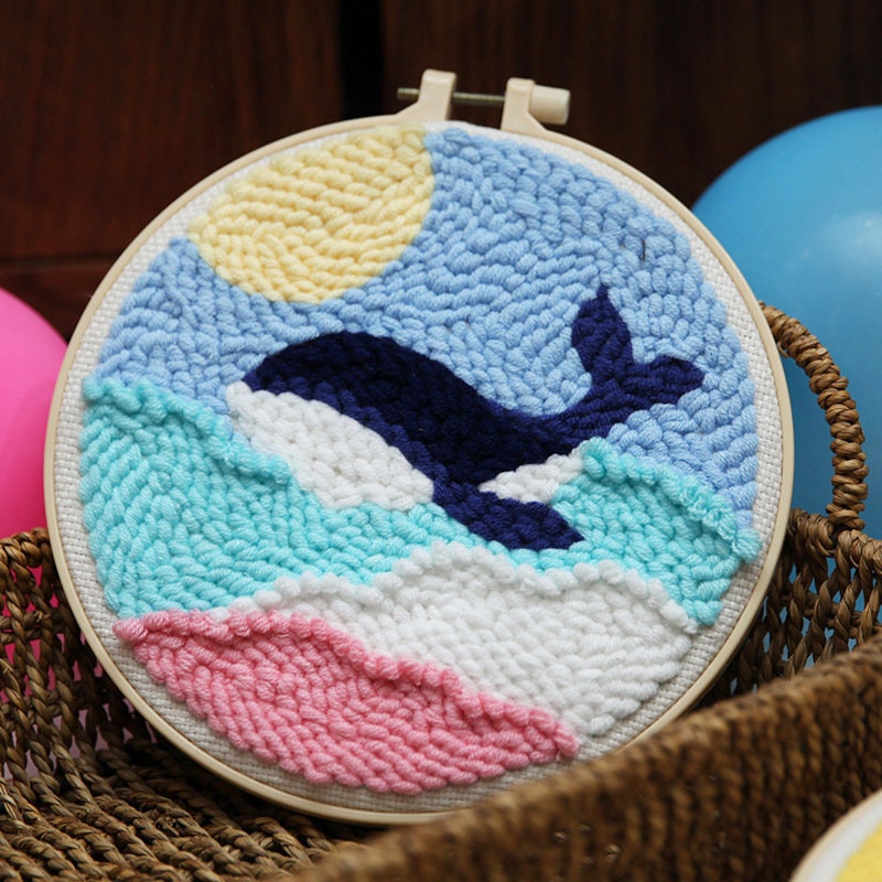 Blue Whale Fall Waves Needle Kit Beginner, DIY Punch Needles Start Kit ...