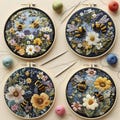 Bees Collect Nectar Embroidery Kit for Beginners Modern, intricate Floral/Floral Art Kit with Hoop, DIY Starter Craft Kit for Adults