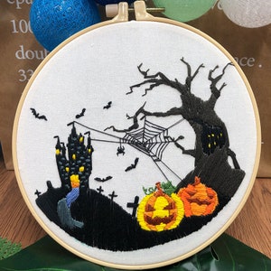 Pumpkin Halloween Embroidery Kit for Beginners ModernHand Trick or Treat Cross StitchHoop Art Pumpkin KitDIY Starter Craft Kit for Adults image 4