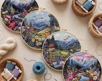 Peacock Series Embroidery Kit for Beginners Modern, Intricate Floral/Floral Art Kit with Hoop, DIY Starter Craft Kit for Adults