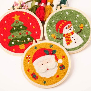 Kit de agulha de perfuração de Natal para iniciantes, conjunto de pacotes de materiais DIY, kits de artesanato DIY, bordado primitivo, kit com fio/todos os materiais incluídos