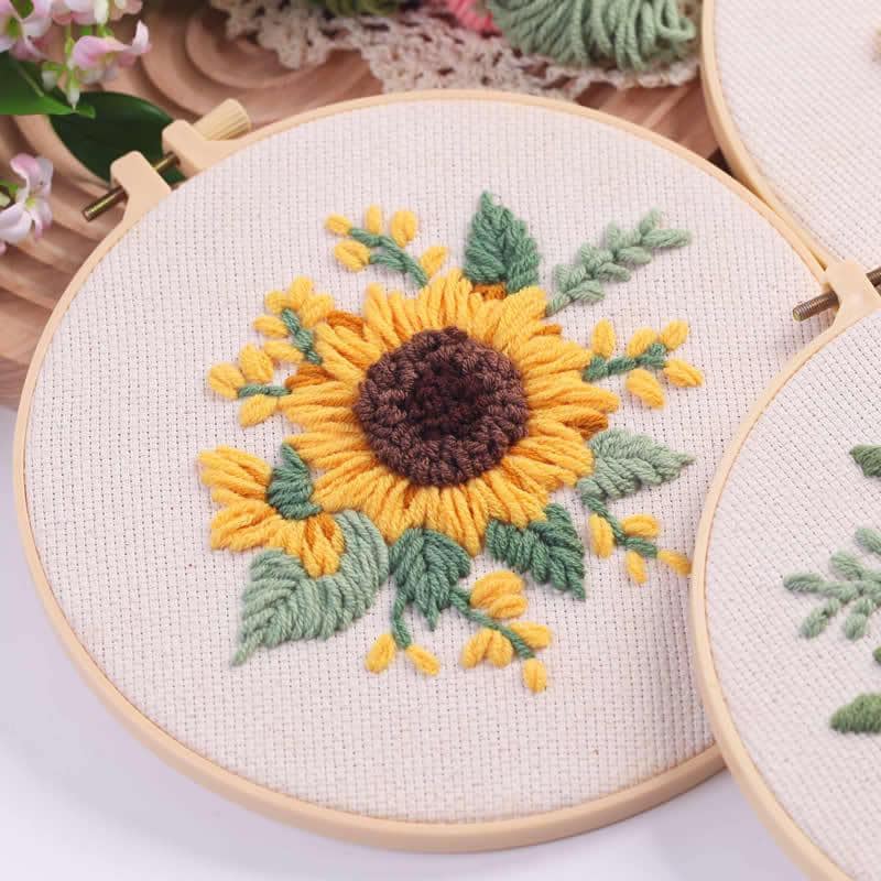 Colorful Flower Punch Needle Kit Beginner, DIY Material Package Set ...