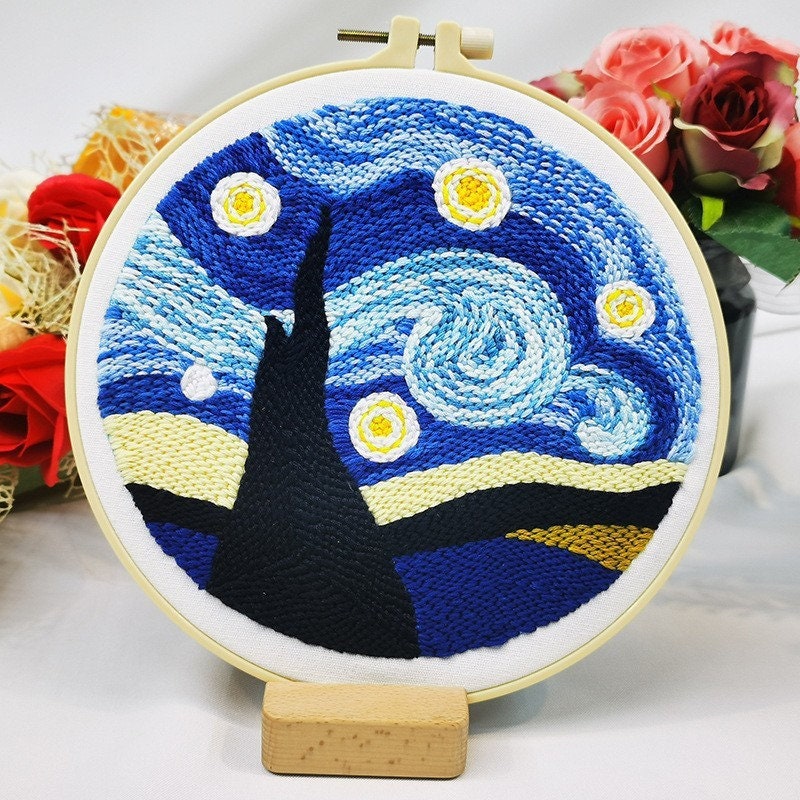 Van Gogh Starry Night Punch Needle Kit Beginner DIY Punch Etsy Canada