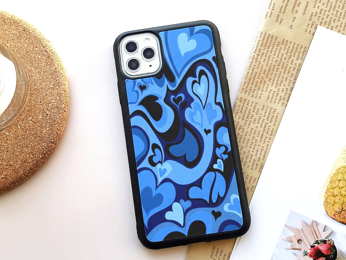 Blue Abstract Heart Phone Case For iPhone 12 Mini Case 12 11 Etsy