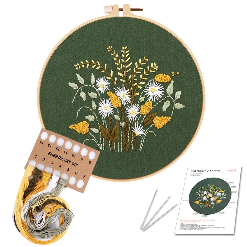 Daisy Embroidery Kit for Beginners Moderneasy Floral/ Floralcross