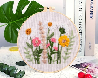 Colorful Flower Punch Needle Kit Beginner, DIY Material Package Set, DIY Craft Kits, Kit with Yarn/All Materials Included
