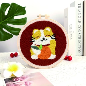 Cute Dog Pig Cat Animal Punch Needle Kit Beginner, DIY Punch Needles Start Kit for Adult, Punch Needle Kit with Yarn/All Materials Included