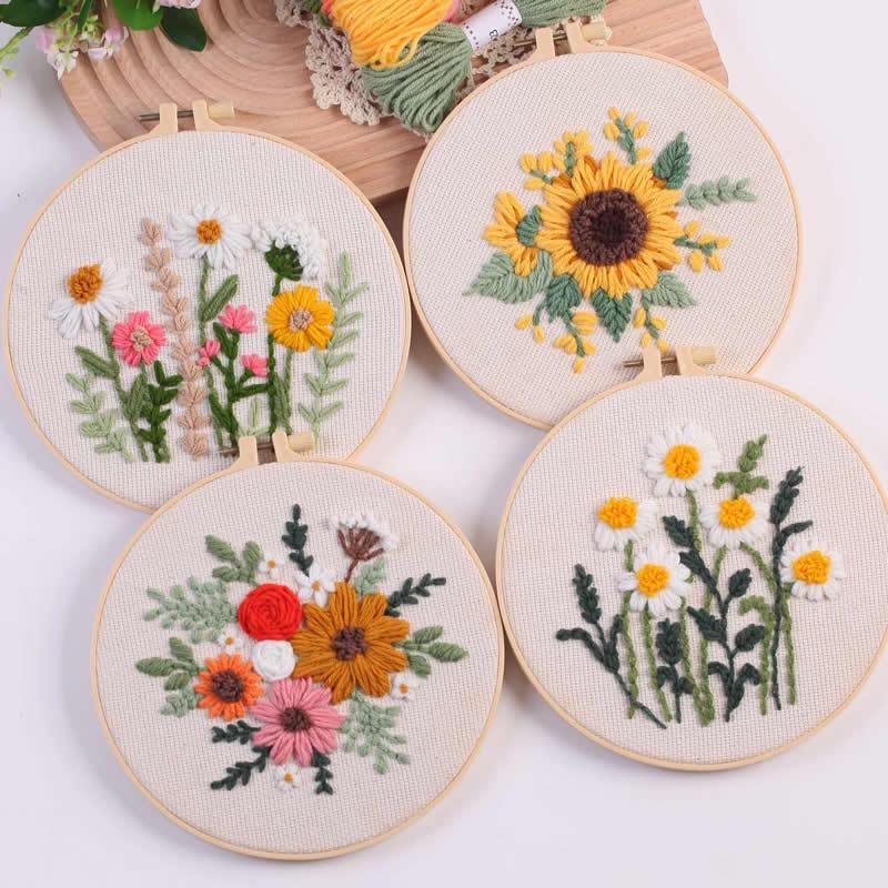 Colorful Flower Punch Needle Kit Beginner, DIY Material Package Set ...